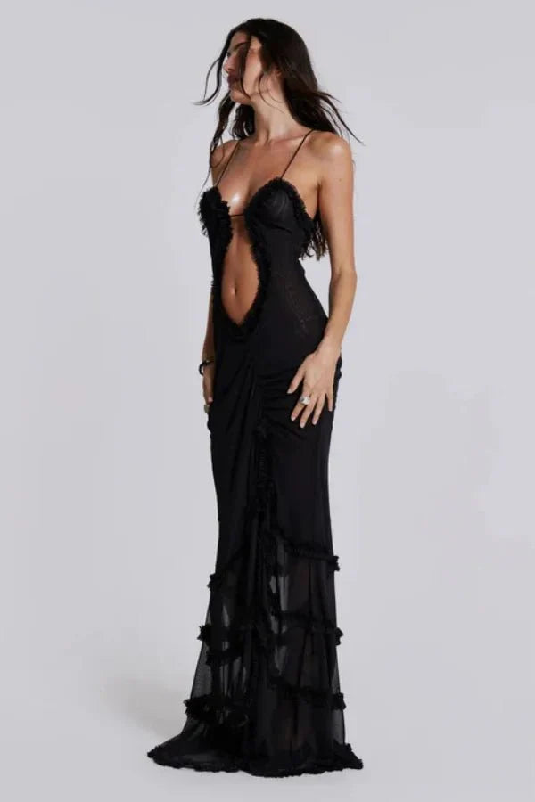 Poppy | Sleeveless Animal Print Cut Out Summer Maxi Dress