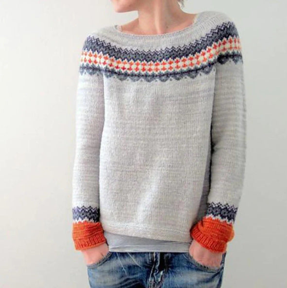 Poppy | Tree Print Knit Boat Neck Long Sleeve Jumper