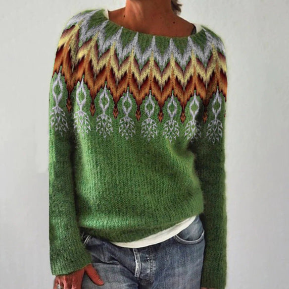 Poppy | Tree Print Knit Boat Neck Long Sleeve Jumper