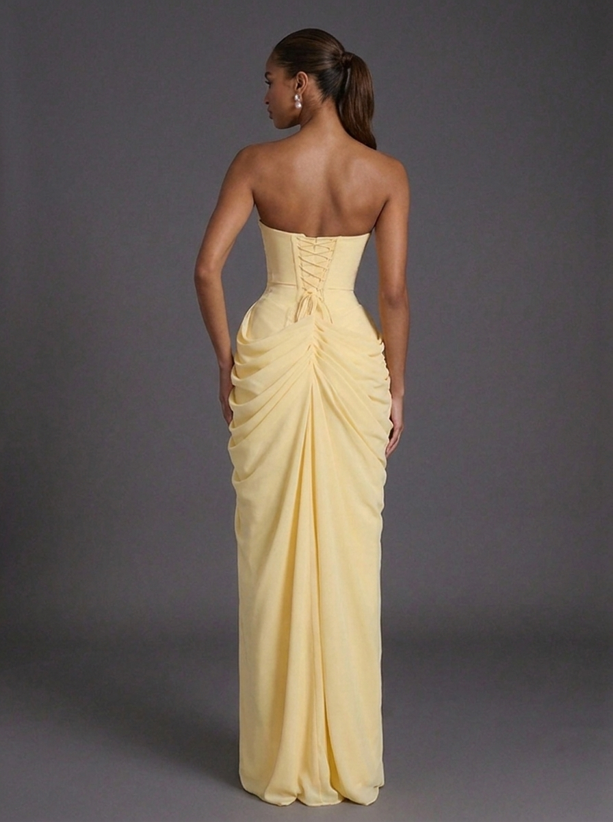 Poppy | Wedding Guest Strapless Ruched Maxi Dress