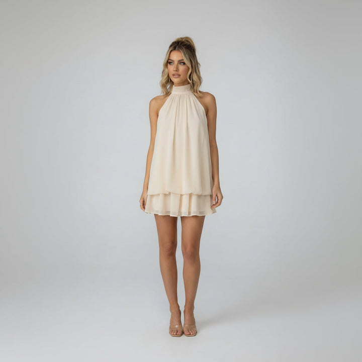 Poppy | Womens Halter Neck Chiffon Mini Romper