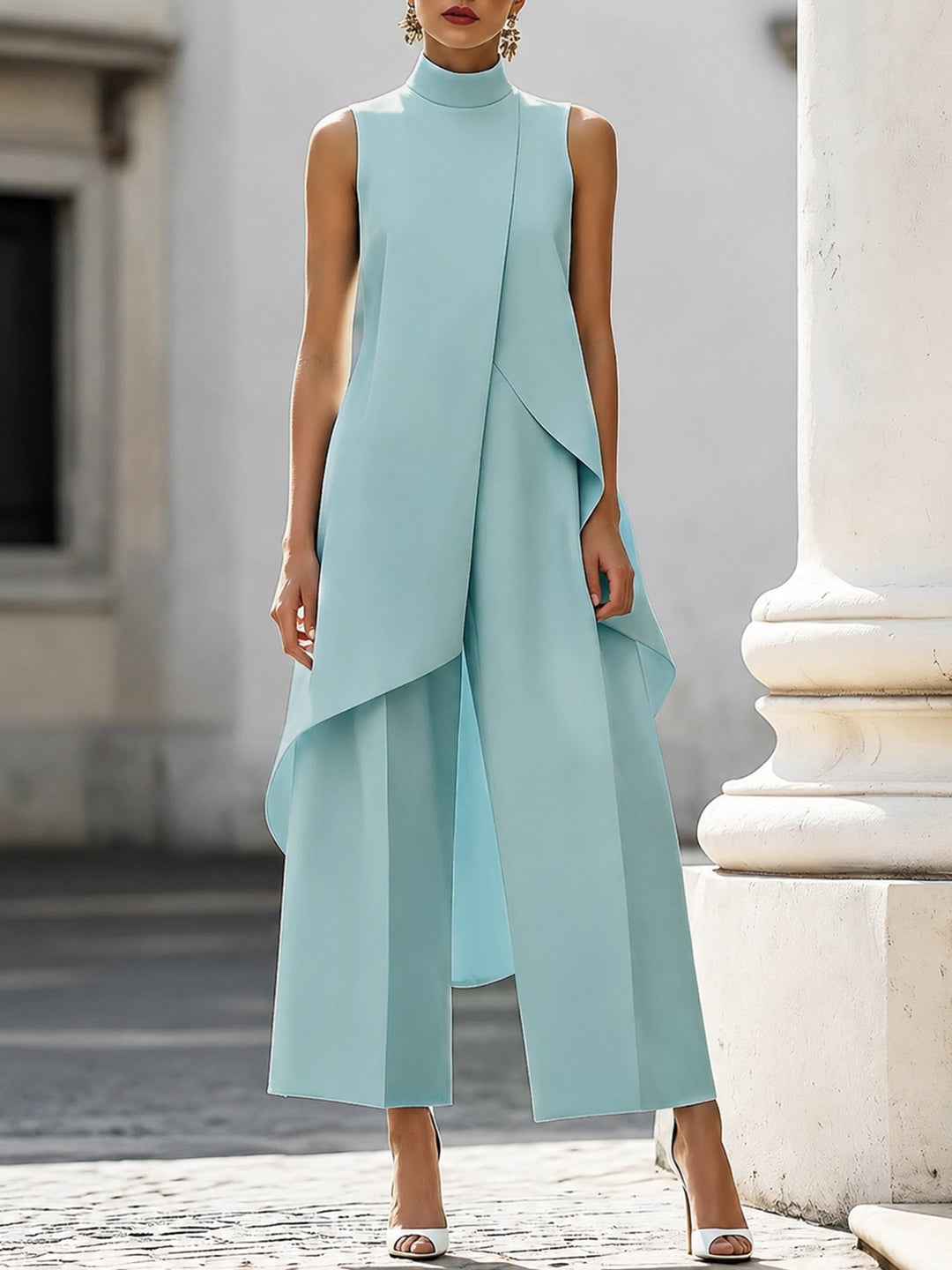 Rosie | Dressy Sleeveless Wide Leg Wedding Party Jumpsuit