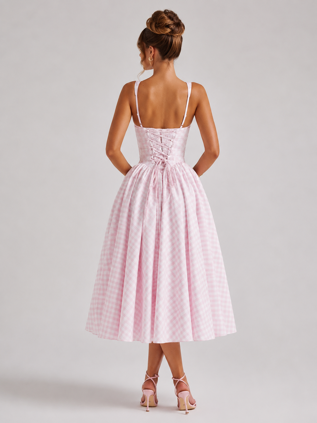 Rosie | Womens Checked Sleeveless Midi Summer Dress