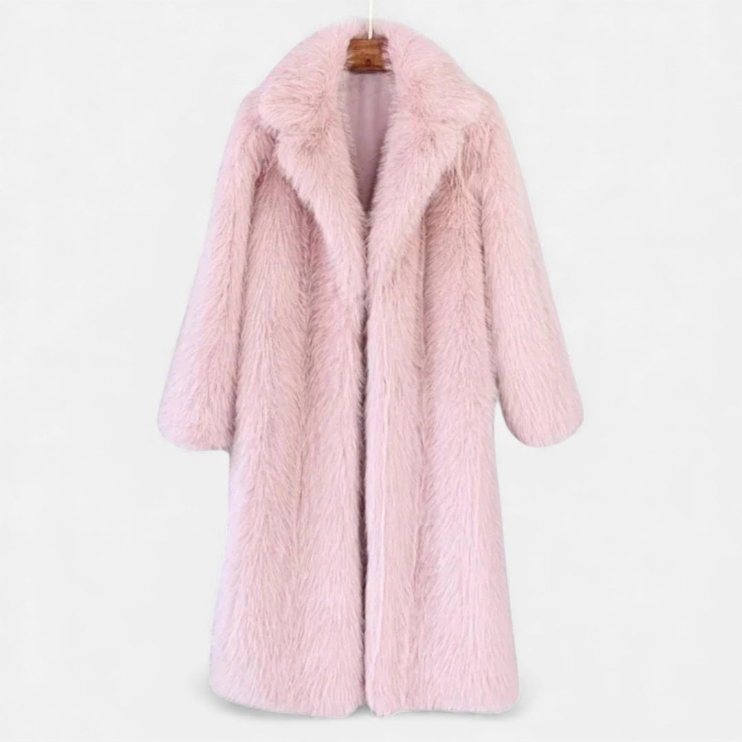 Rosie | Womens Faux Fur Open Front Knee Length Coat