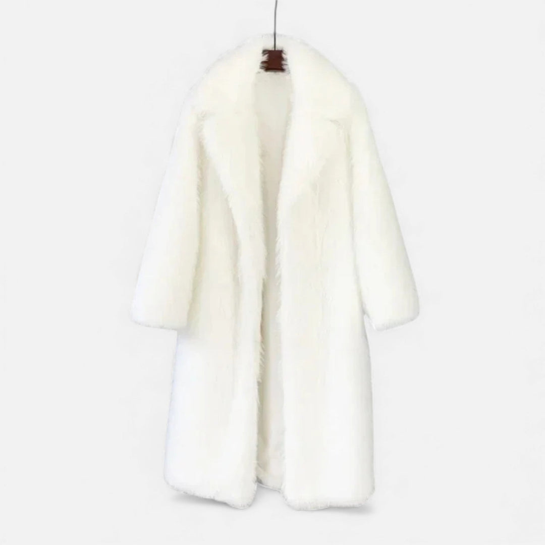 Rosie | Womens Faux Fur Open Front Knee Length Coat