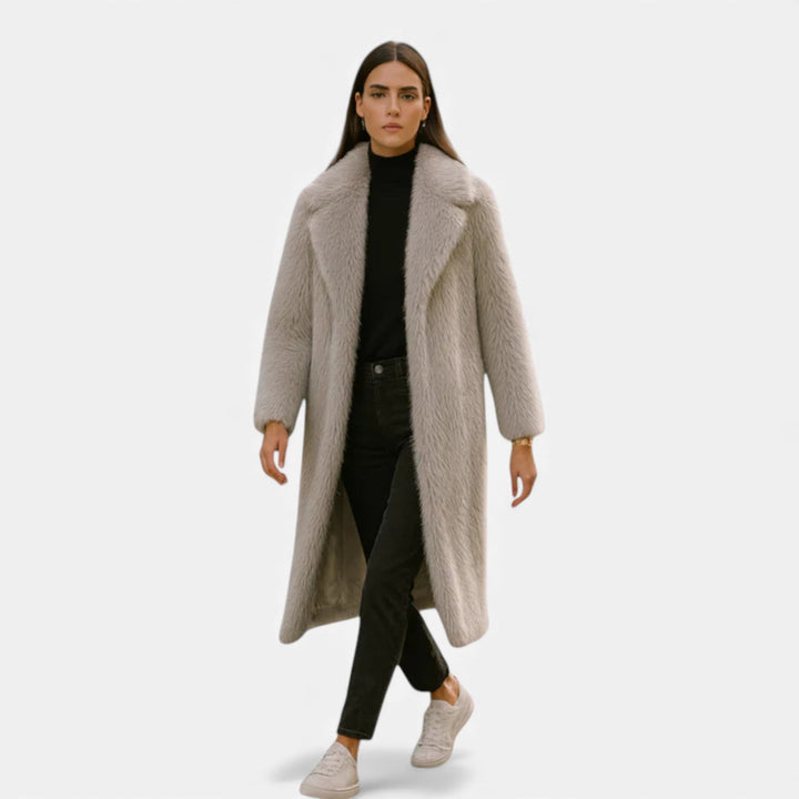 Rosie | Womens Faux Fur Open Front Knee Length Coat