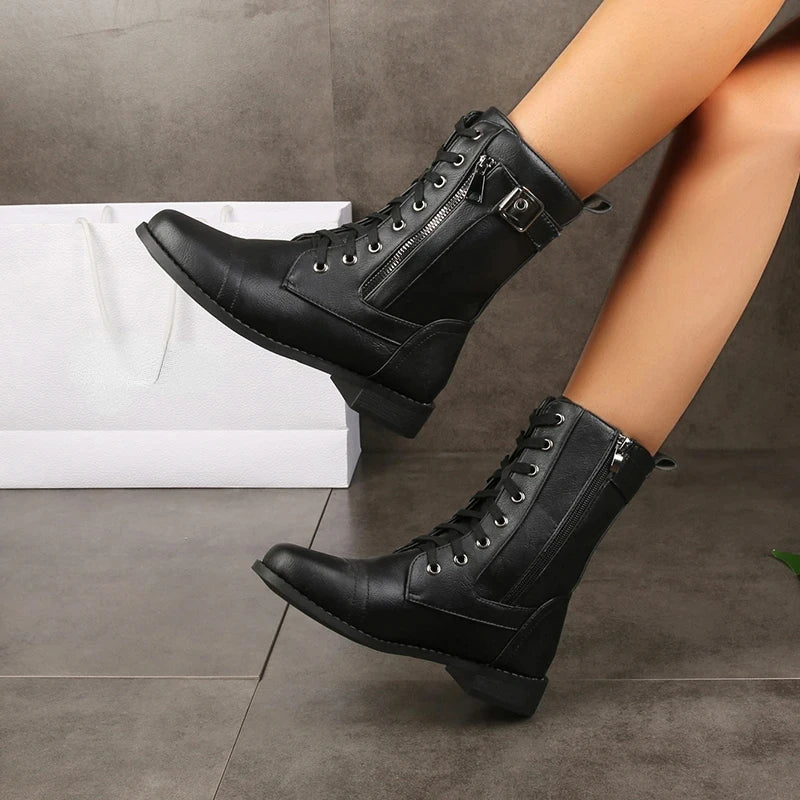 Rosie | Lace Up Zip Combat Boots Women
