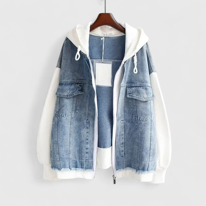 Darcey | Oversized Zip Hooded Denim Jacket