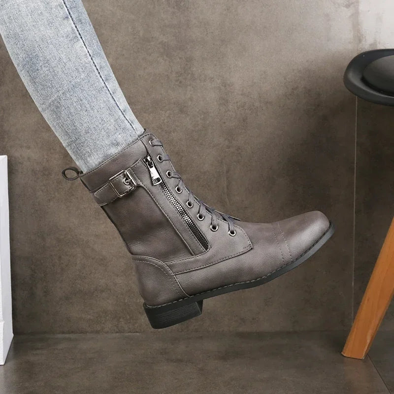 Rosie | Lace Up Zip Combat Boots Women