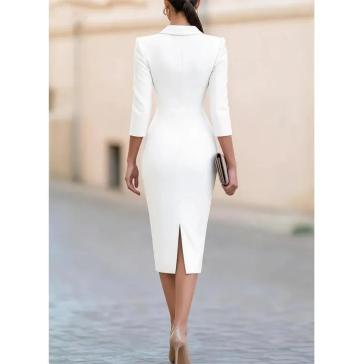 Elsie | Wrap Midi Dress Pencil Fit Long Sleeve
