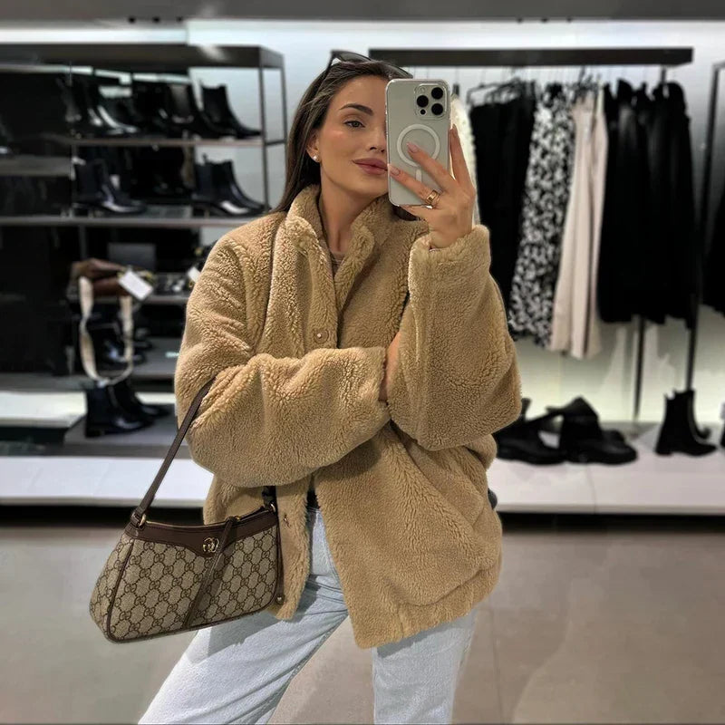 Tilly | Oversized Brown Faux Fur Teddy Coat
