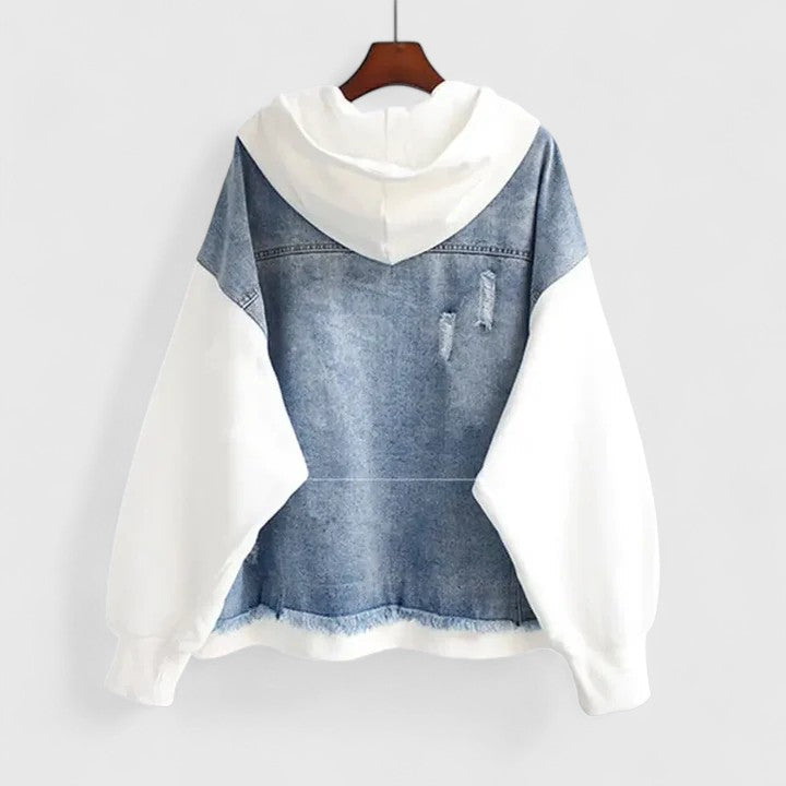 Darcey | Oversized Zip Hooded Denim Jacket