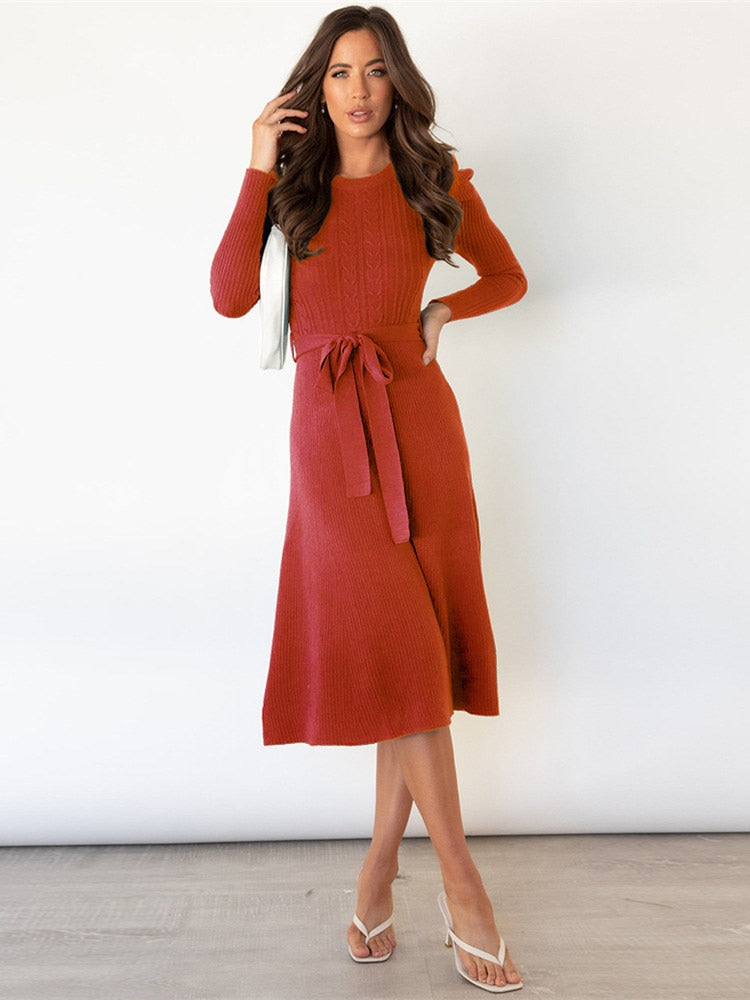 Daisy | Cable Knit Midi Jumper Dress