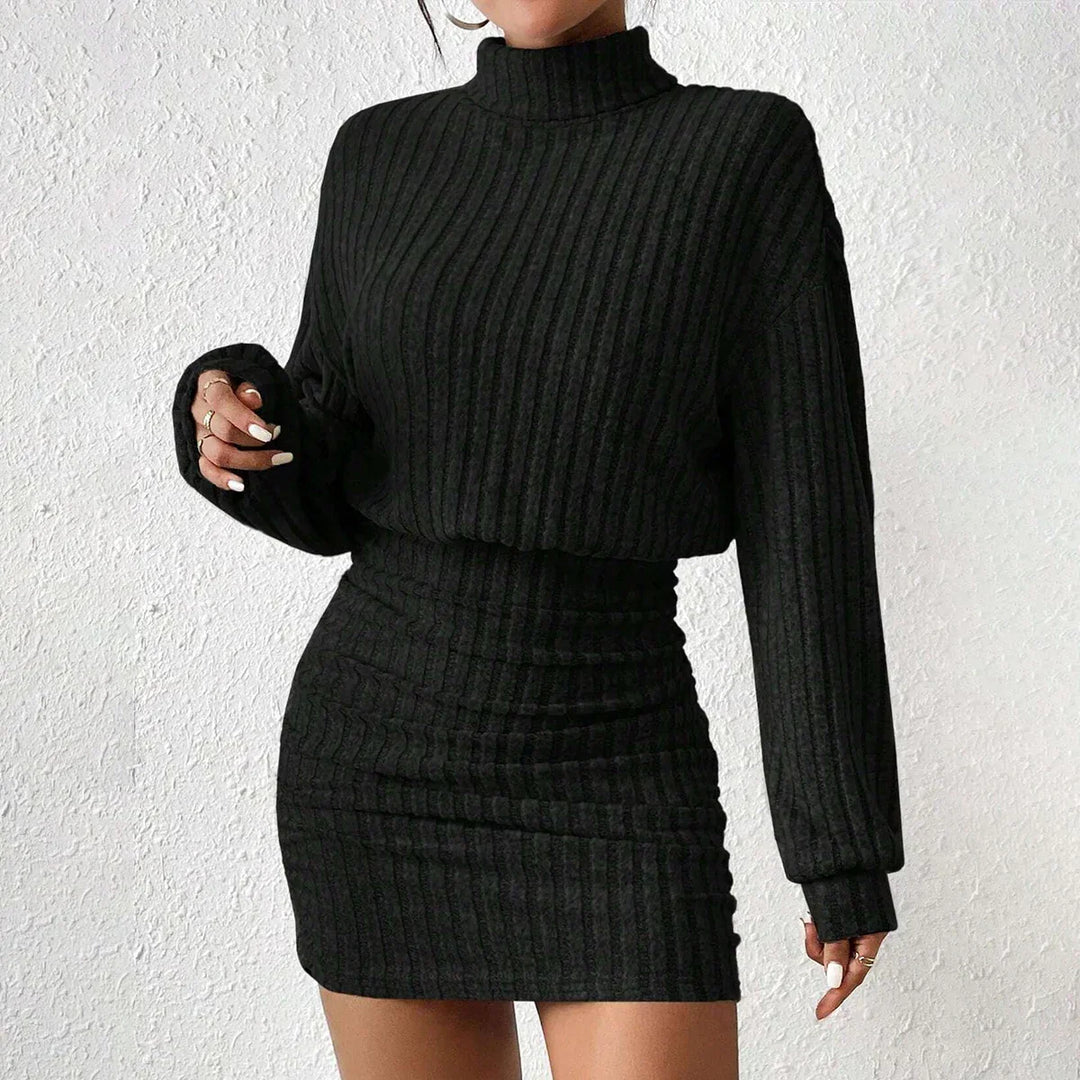 Imogen | Turtleneck Ribbed Knit Mini Dress