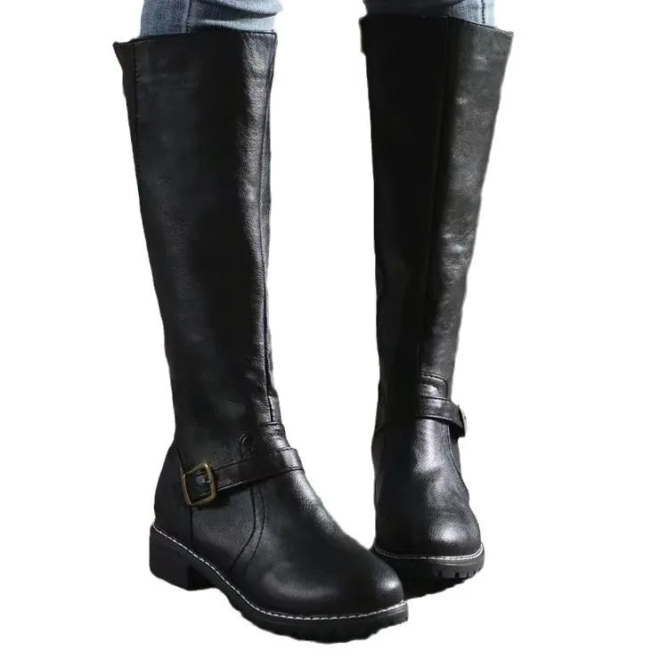 Evie | Leather Knee High Zip Boots