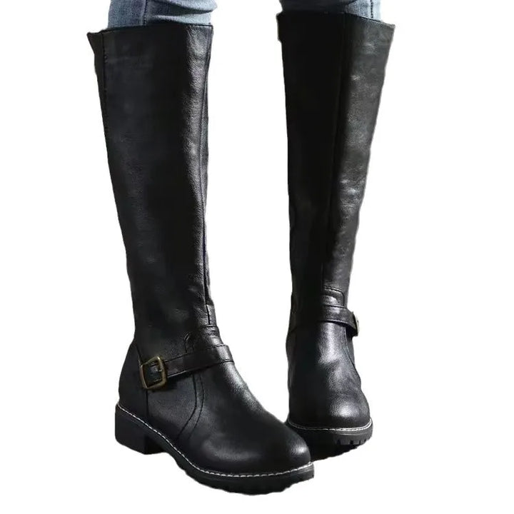 Evie | Leather Knee High Zip Boots