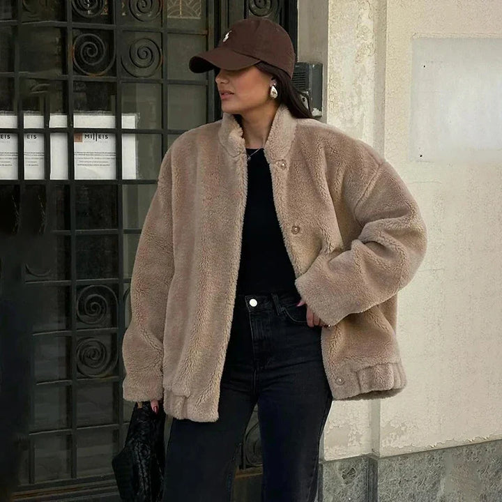 Tilly | Oversized Brown Faux Fur Teddy Coat