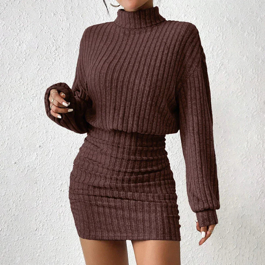 Imogen | Turtleneck Ribbed Knit Mini Dress