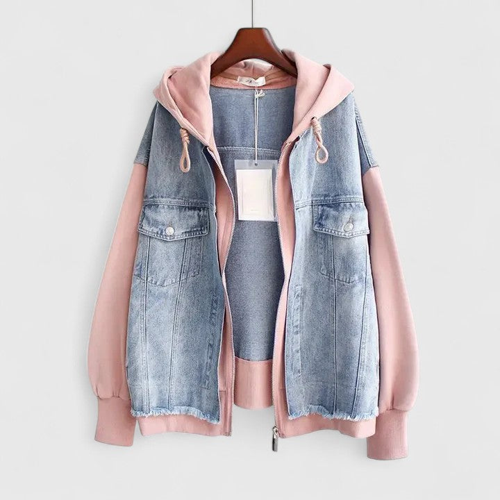 Darcey | Oversized Zip Hooded Denim Jacket