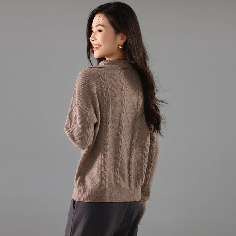 Daisy | Cable Knit Quarter Zip Relaxed Sweater