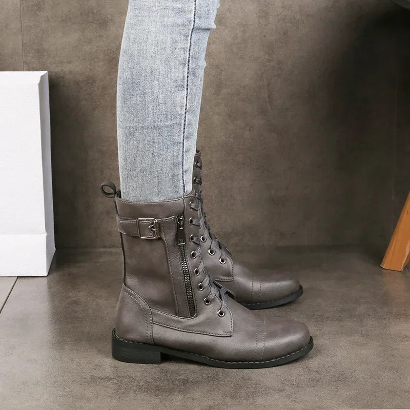Rosie | Lace Up Zip Combat Boots Women