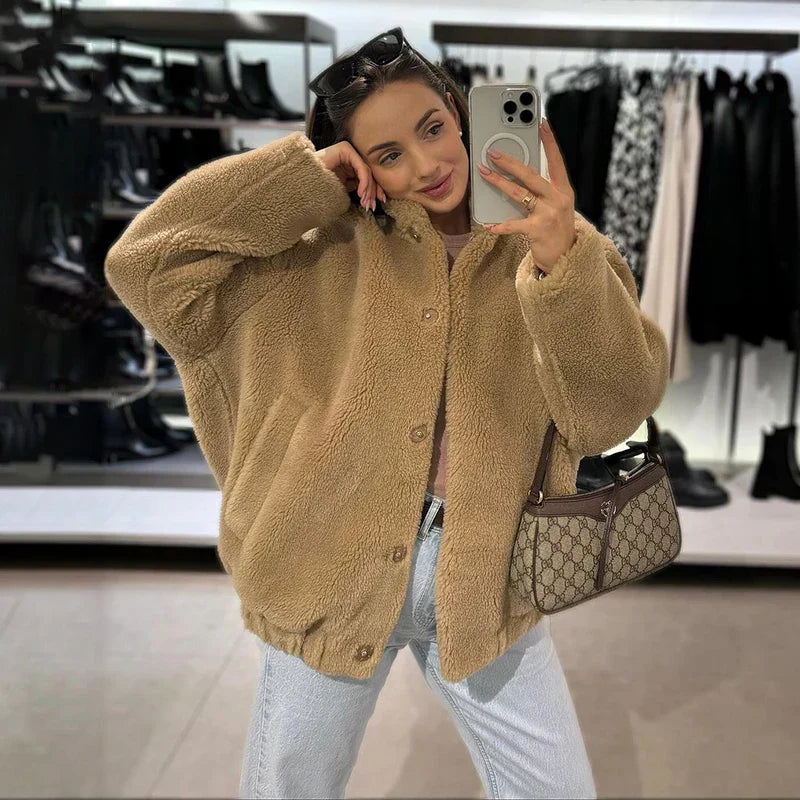 Tilly | Oversized Brown Faux Fur Teddy Coat