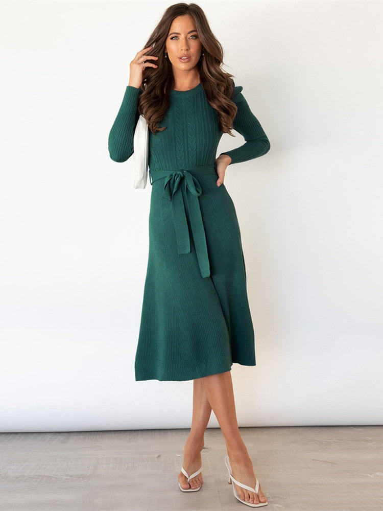 Daisy | Cable Knit Midi Jumper Dress