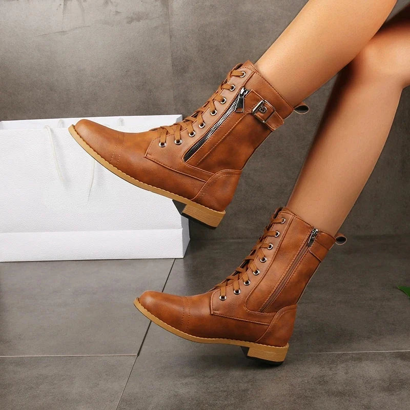 Rosie | Lace Up Zip Combat Boots Women
