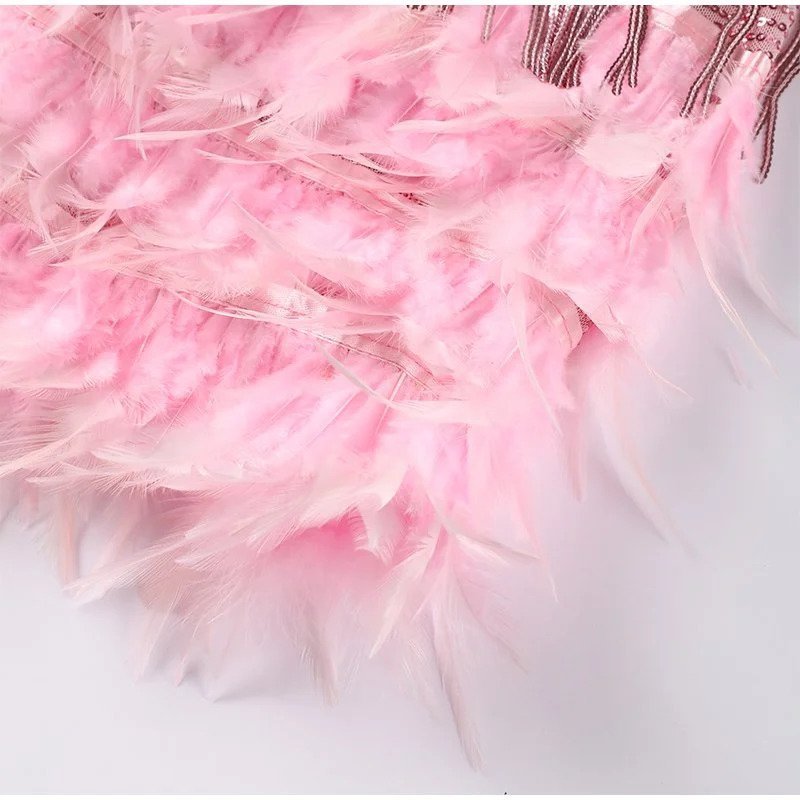 Sienna | Sleeveless Sequin Feather Trim Party Mini Dress