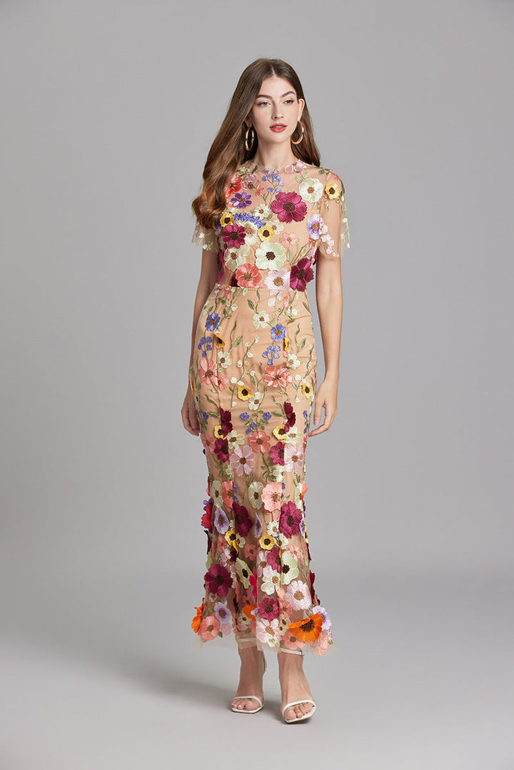 Sienna | Wedding Guest Floral Mesh Maxi Dress