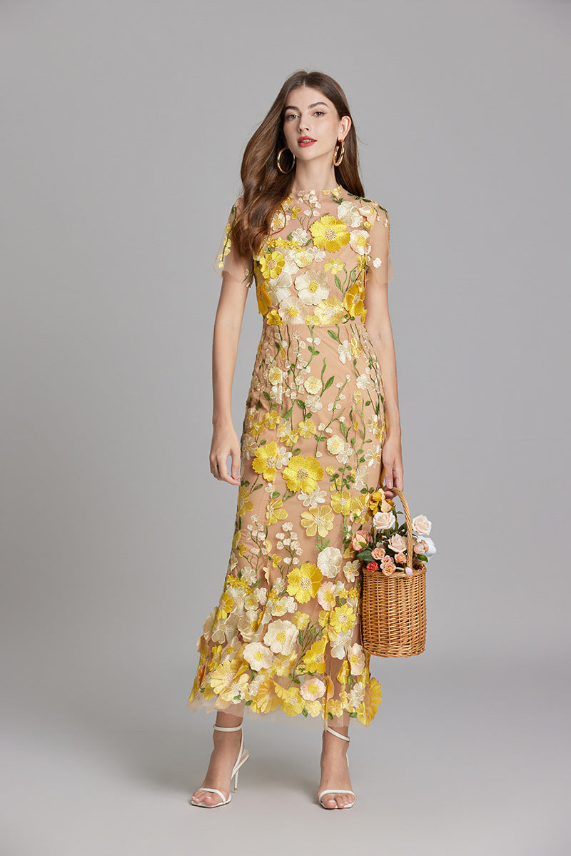 Sienna | Wedding Guest Floral Mesh Maxi Dress