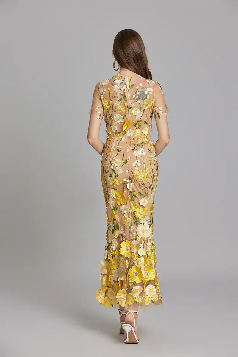 Sienna | Wedding Guest Floral Mesh Maxi Dress