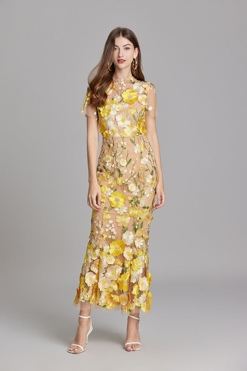 Sienna | Wedding Guest Floral Mesh Maxi Dress