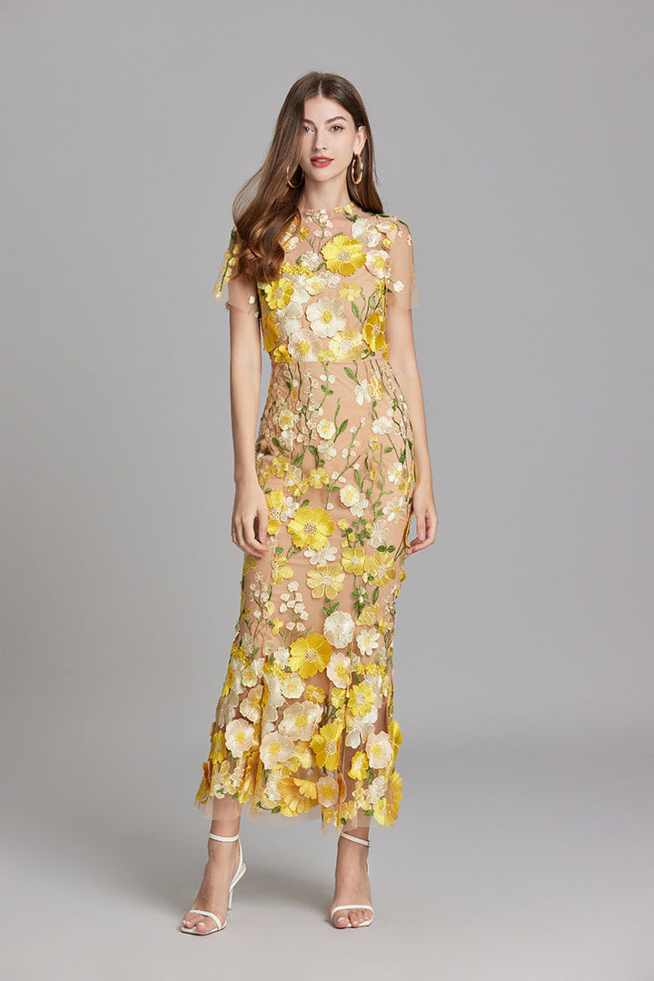 Sienna | Wedding Guest Floral Mesh Maxi Dress