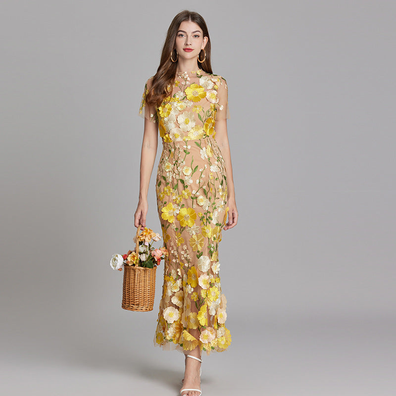 Sienna | Wedding Guest Floral Mesh Maxi Dress