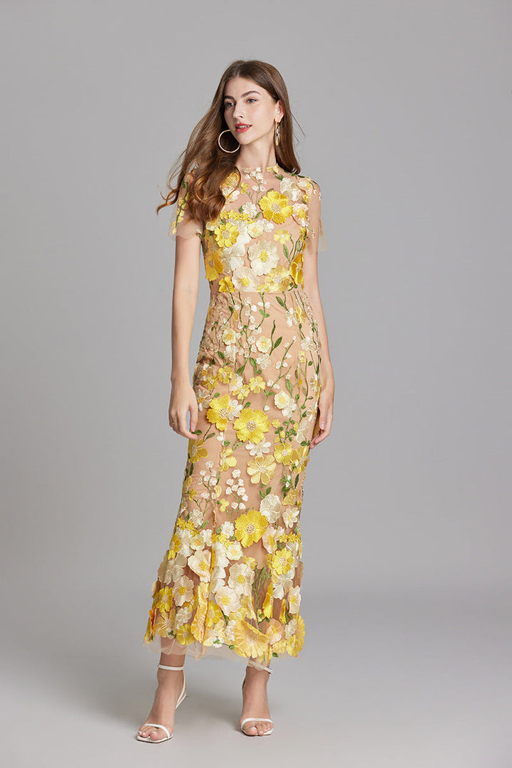 Sienna | Wedding Guest Floral Mesh Maxi Dress