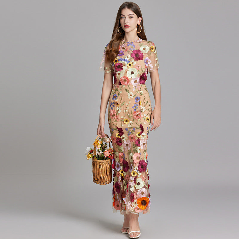 Sienna | Wedding Guest Floral Mesh Maxi Dress