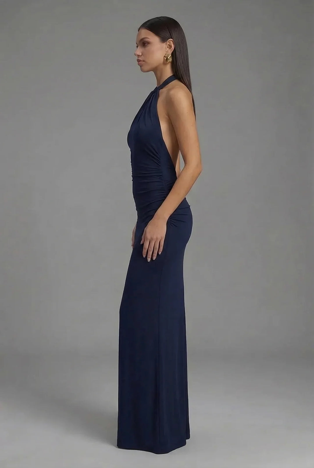 Sienna | Wedding Guest Ruched Halter Maxi Dress