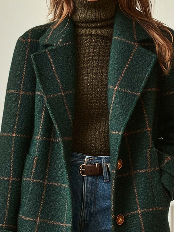 Sienna | Womens Checked Collared Button Up Coat
