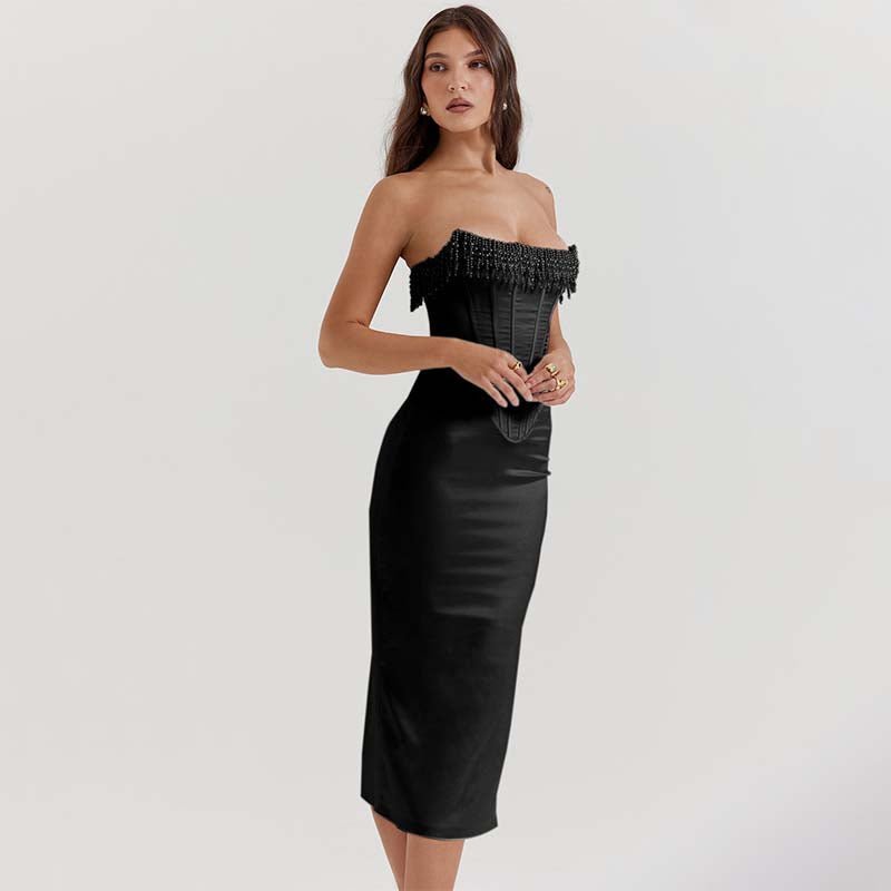 Sophia | Sleeveless Corset Bodice Wedding Guest Midi Dress