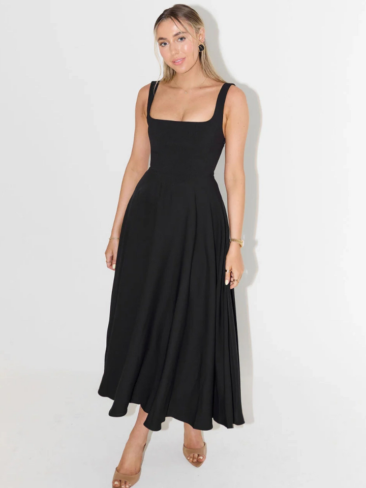 Sophia | Wedding Guest Sleeveless Square Neck Midi Dress