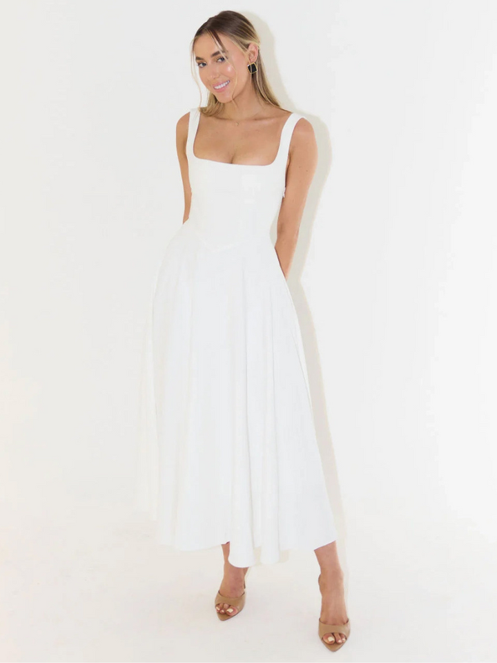 Sophia | Wedding Guest Sleeveless Square Neck Midi Dress