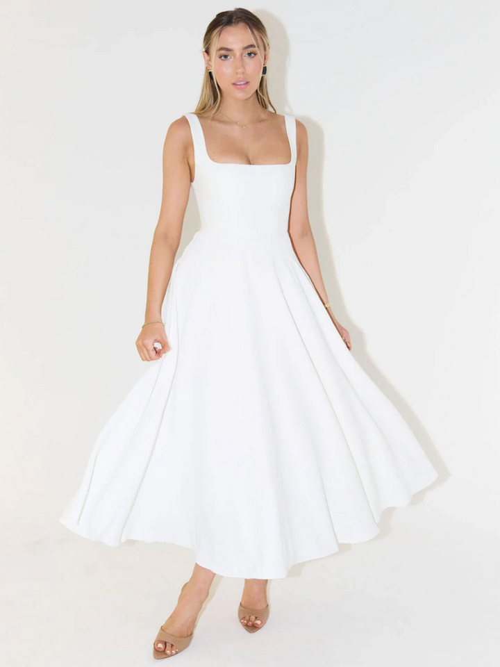 Sophia | Wedding Guest Sleeveless Square Neck Midi Dress
