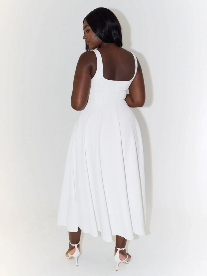 Sophia | Wedding Guest Sleeveless Square Neck Midi Dress