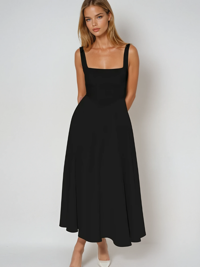 Sophia | Wedding Guest Sleeveless Square Neck Midi Dress
