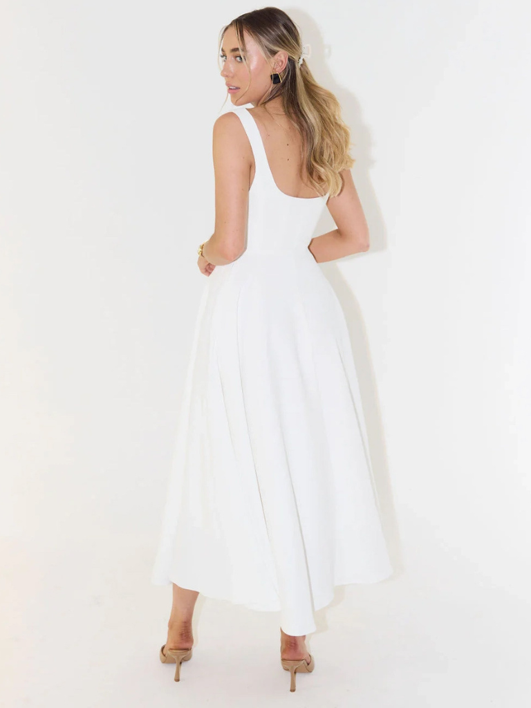 Sophia | Wedding Guest Sleeveless Square Neck Midi Dress
