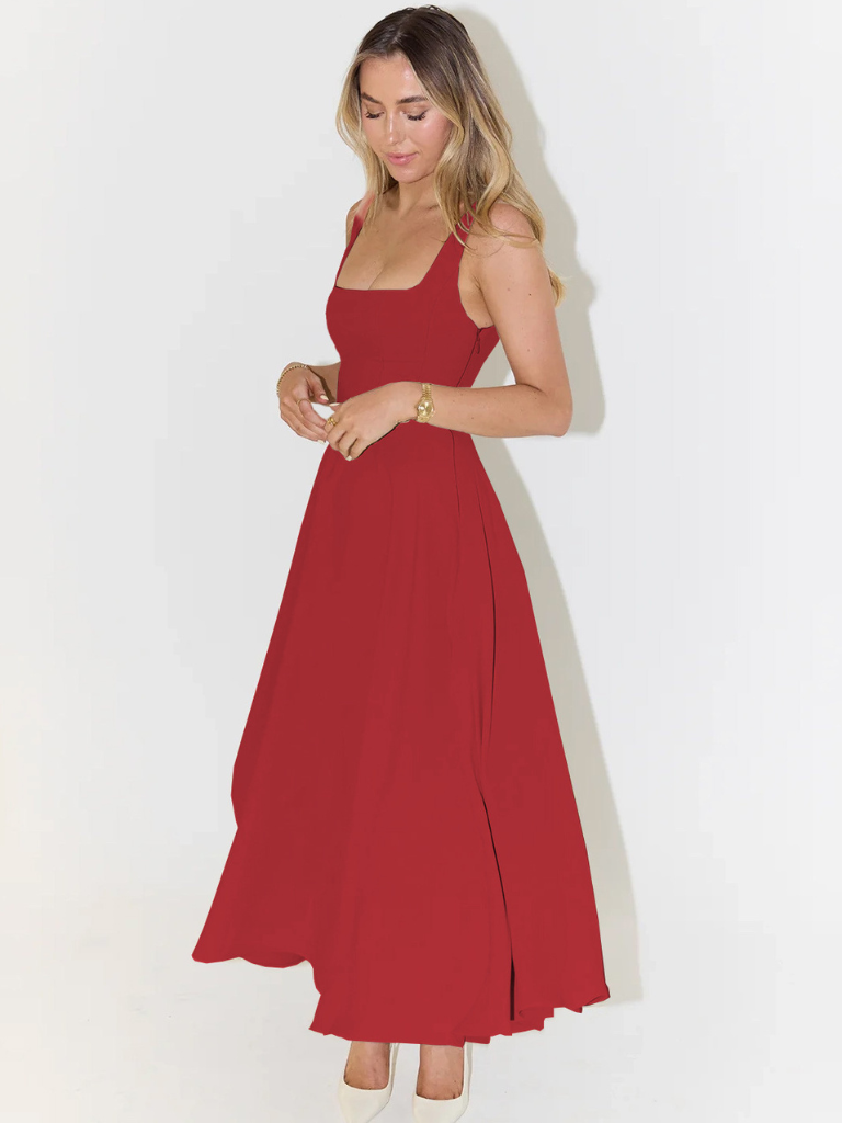 Sophia | Wedding Guest Sleeveless Square Neck Midi Dress