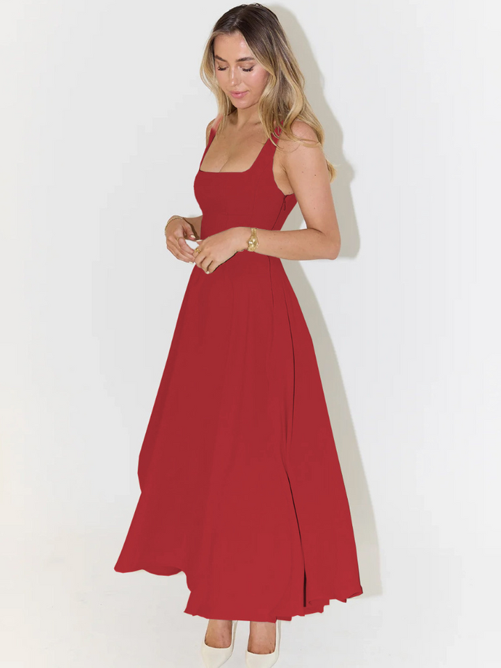 Sophia | Wedding Guest Sleeveless Square Neck Midi Dress