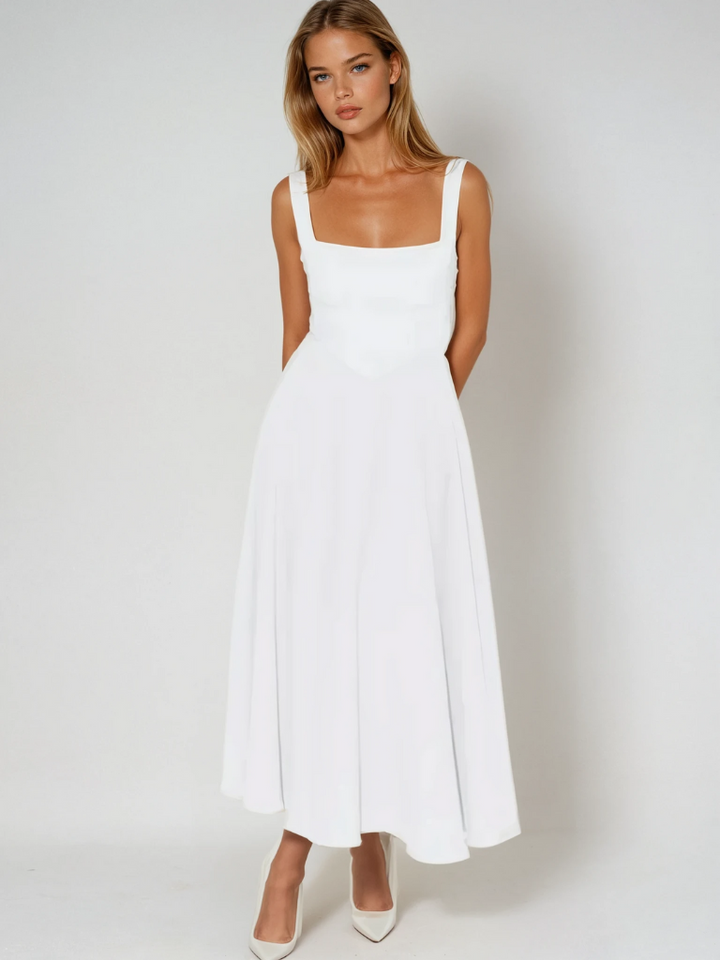 Sophia | Wedding Guest Sleeveless Square Neck Midi Dress