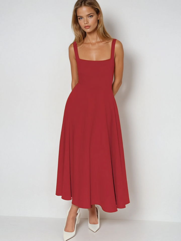Sophia | Wedding Guest Sleeveless Square Neck Midi Dress